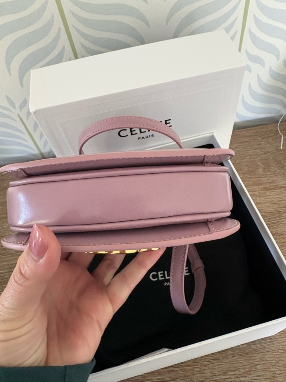 NWT Celine Mini Besace Clea in Shiny Calfskin Leather Dusty Pink - Picture 3 of 6